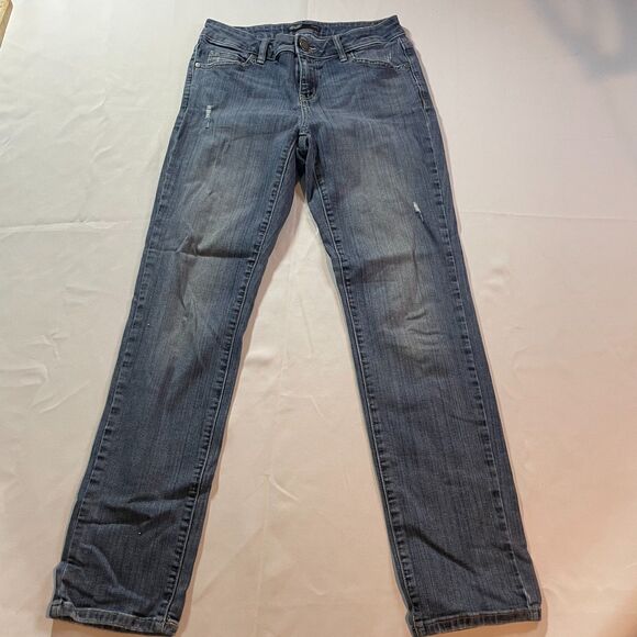 Simply Vera Vera Wang Straight Jeans Womens  Size 4 Blue Denim Distressed - Picture 1 of 4